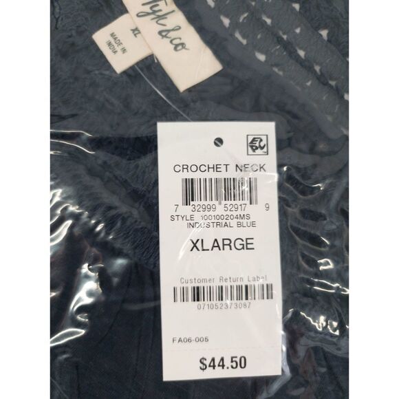Style & Co Crochet Neck Top Industrial Blue XL - Picture 4 of 4